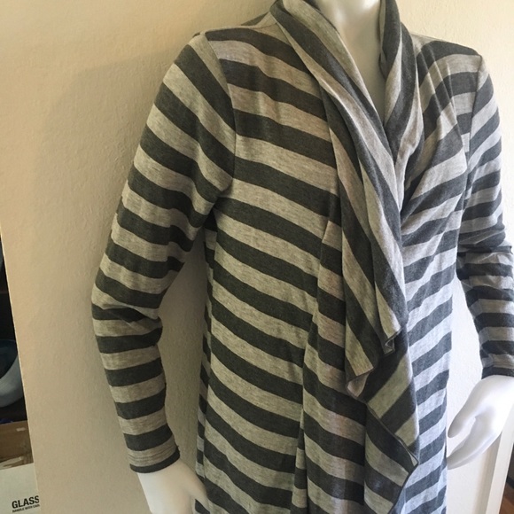 MATTY M Gray Striped Waterfall Cardigan Sz L - Picture 4 of 8